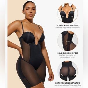 Shapellx plunge Underwire Shapewear Bodysuit